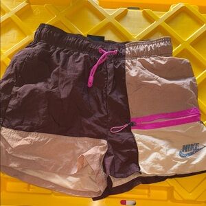 Nike Colorblock Shorts with Pink Accents